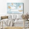 Canvas Wall Art, Abstract Framed Portrait of White and gold feathers