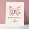 Canvas Wall Art, Abstract Framed Portrait of Spread Your Wings and Fly
