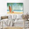 Canvas Wall Art, Abstract Framed Portrait of summer background with surf boards