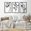 Leaves shape 3 panels wall Sticker 80x150 Black