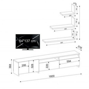 Home Gallery TV Unit 35x30x180 Beni * White