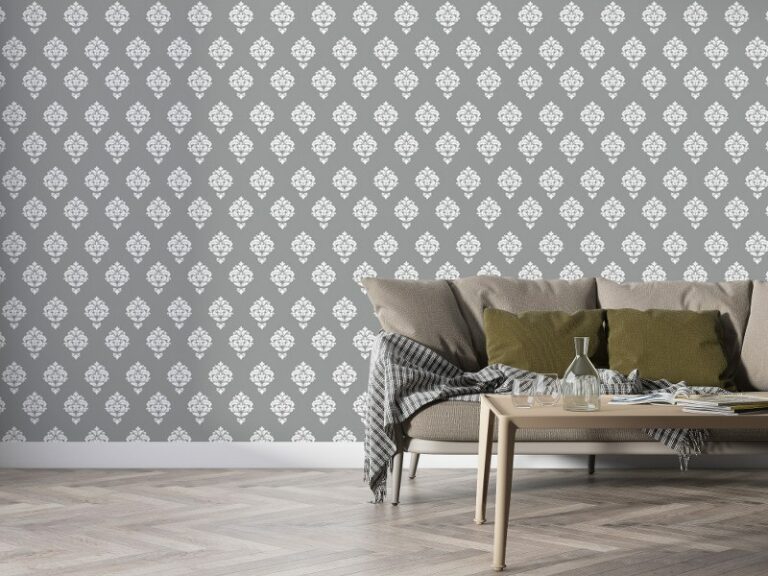 Grey Pattern Cover Grey And White Geometric pattern Fabric Wallpaper Covers an area up to ...