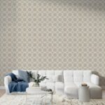 ورق حائط قماشي هندسي بني ورمادي بنمط جميل يغطي مساحة تصل إلى 4.2م × 3م مع لاصق وأداة تنعيم