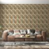 Beautiful Flower leaf watercolor geometric pattern abstract art Fabric Wallpaper Covers an area ​​up to 4.2mX3m with adhesive  and smoothing tool