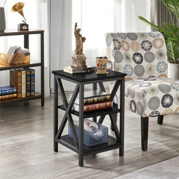 3-Tier Side End Table X Frame