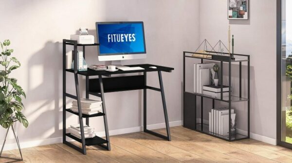 Modern Computer Desk with Shelves