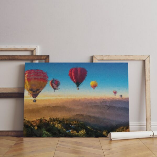 Watercolor Hot Air Balloons Over Fields Canvas Wall Art