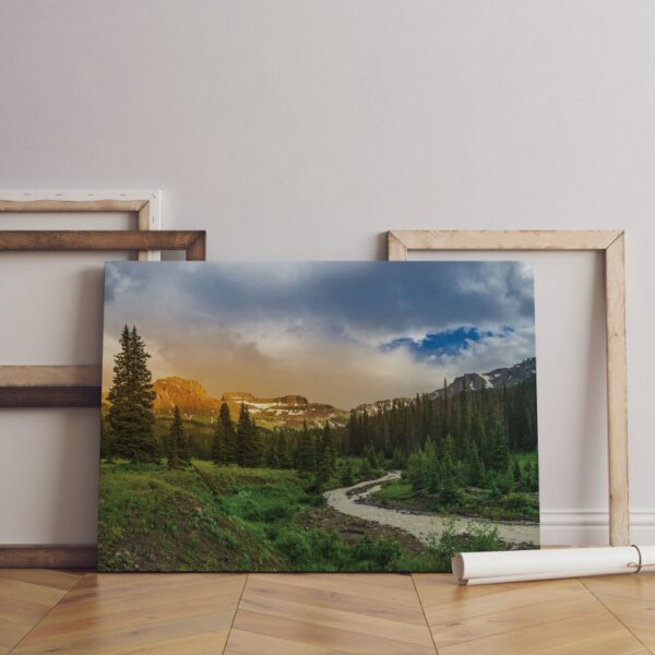 Beautiful Mountain Landscape With Green Trees Canvas Wall Art