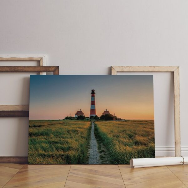 Lighthouse on field Canvas Wall Art