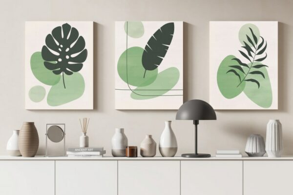 Set of 3 of Color Plant Green Leaf Wall Art Botanical