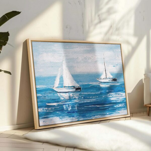 Abstract framed portrait of sailing boats Wall Art