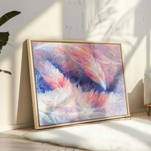 Abstract Framed Portrait of painting of bird feathers