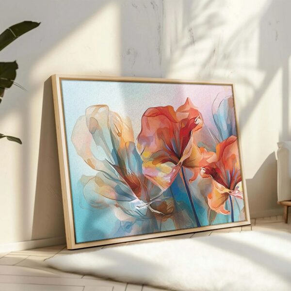 Three colorful flowers Framed Canvas wall art