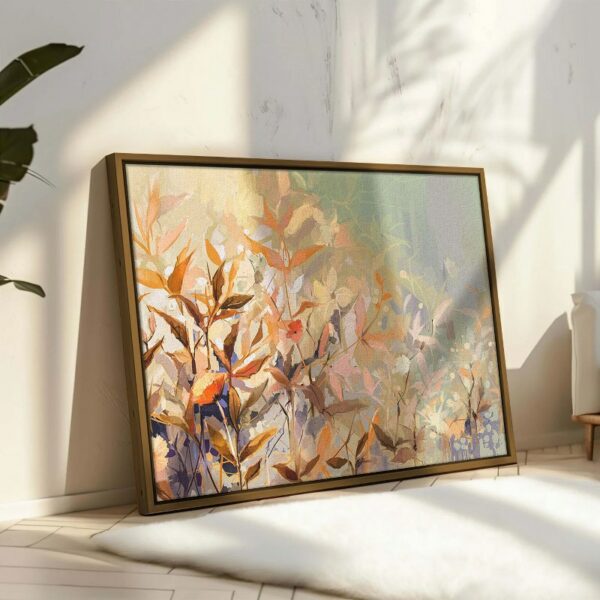 Abstract framed portrait of golden flowers