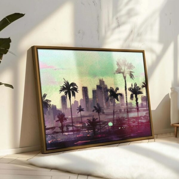 Abstract framed portrait of palm trees in los angeles