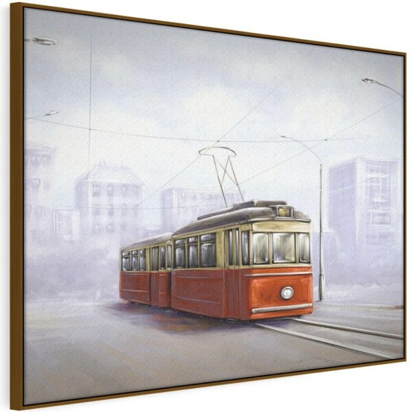 Abstract framed portrait of old tram in old city