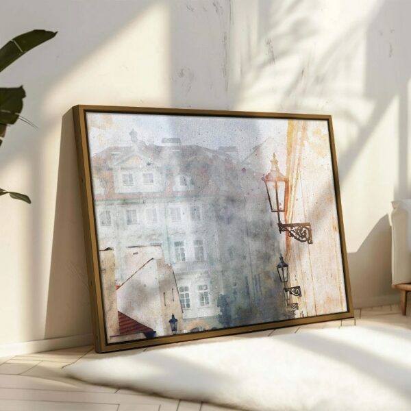 Abstract Framed Portrait of Prague alley with old houses