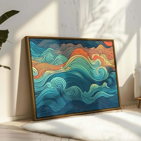 Abstract summer ocean waves Framed Wall Art