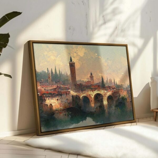 Verona city landscape painting Framed Wall Art