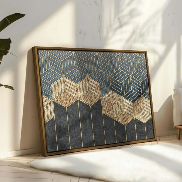 Modern minimalist style geometric golden art framed wall art