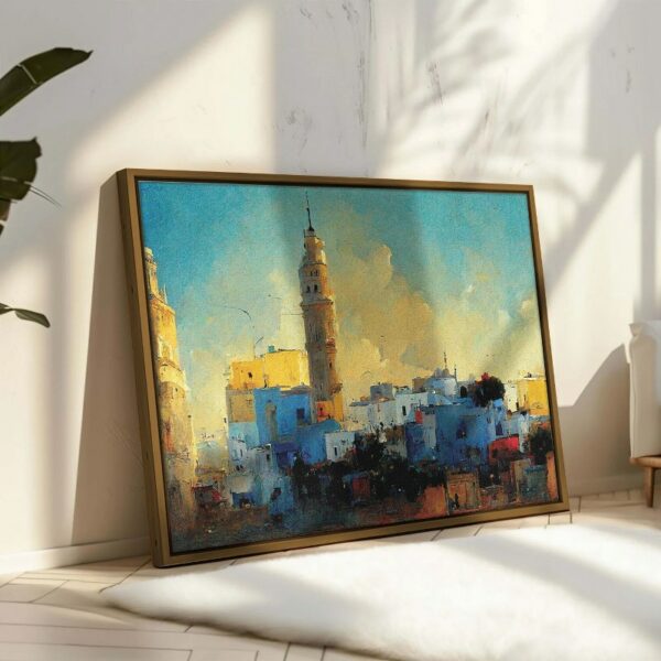 Tunisia city illustration tunisia landmarks framed wall art