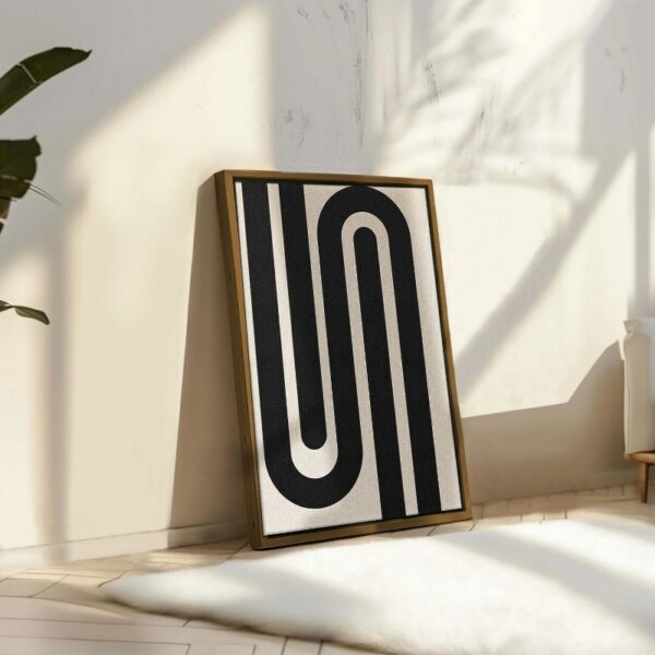 N Geometric Letter with Black and white framed wall art