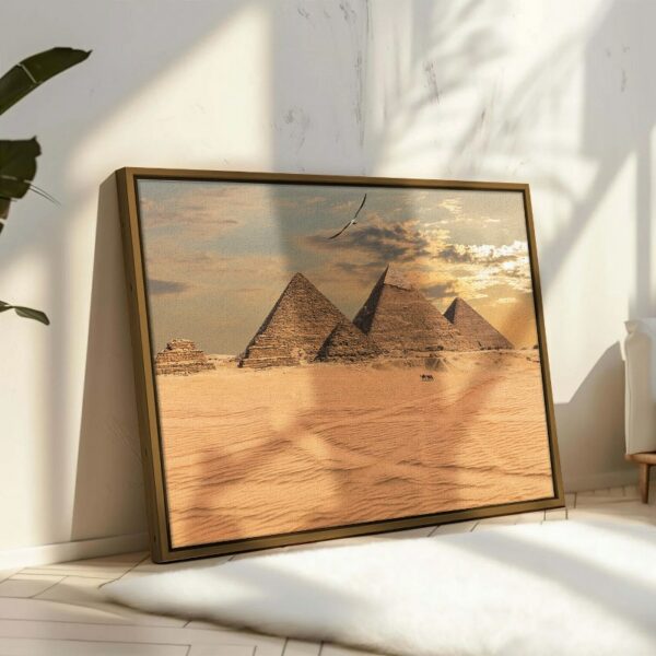 Sunset with pyramids giza egypt framed wall art