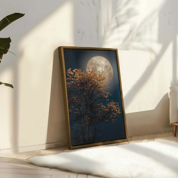 Beautiful tree yellow flower blossom with milky way star Framed Wall Art