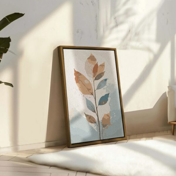 Boho Abstract colored Leaf Printed Framed Wall Art