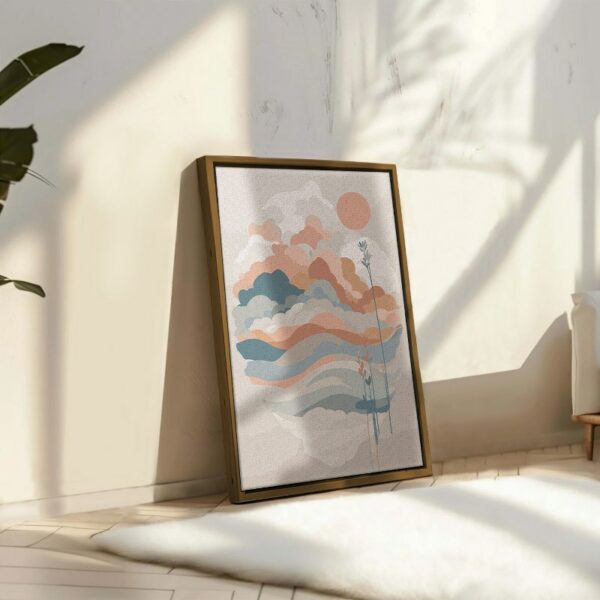 Mid-Century Modern Sunrise Printed Framed Wall Art