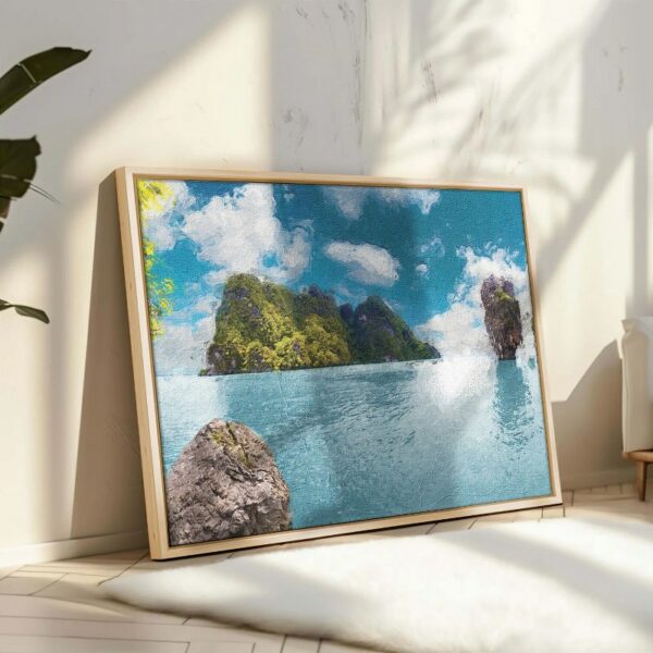 Ocean Stone Island Landscape Print On Canvas