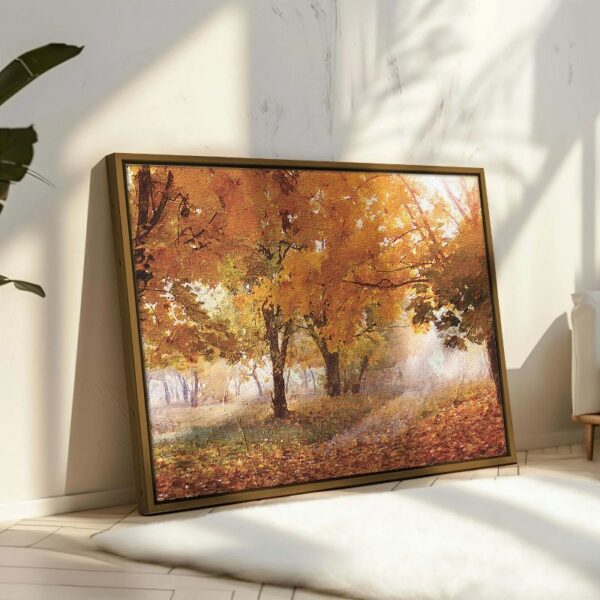 Golden Tree Sunset Fallen Leaves Autumn Landscape Canvas