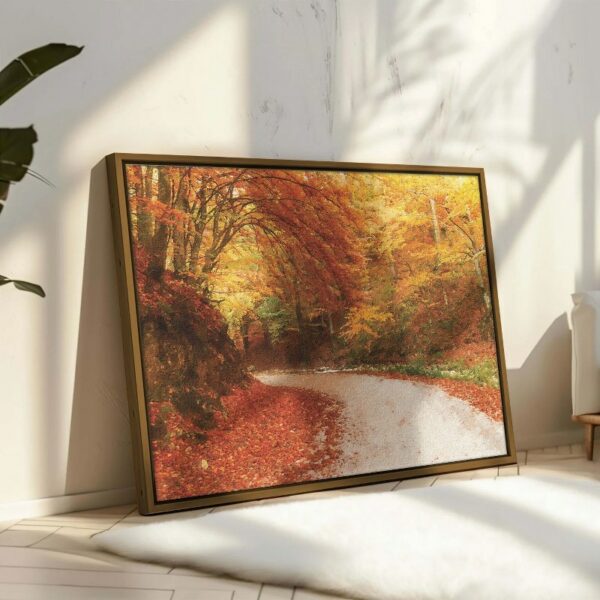 Road In Autumn Forest Canvas Wall Art