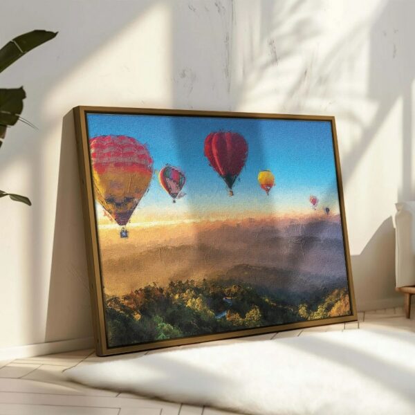 Watercolor Hot Air Balloons Over Fields Canvas Wall Art