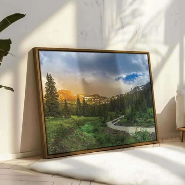 Beautiful Mountain Landscape With Green Trees Canvas Wall Art