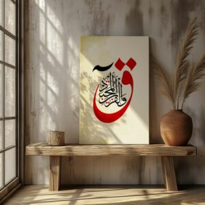 لوحة قماشية قرآنية لسورة ق بالخط العربي