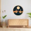3D Wood Wall Art Framed Wall art featuring a night mosque with the moon – a serene Islamic touch