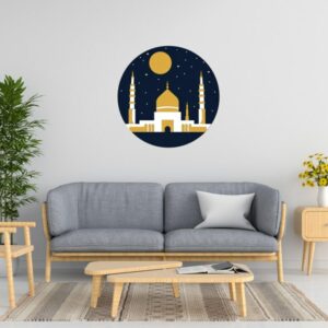 3D Wood Wall Art Illustration associated with the Islamic holy month of Ramadan