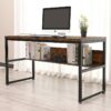 Computer desk with lower bookshelf
