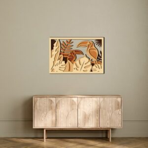 3D Wooden Tropical Birds Modern Wall Art 80x53