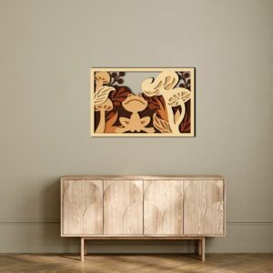 3D Wooden Cartoon Frog Modern Wall Art 80x53