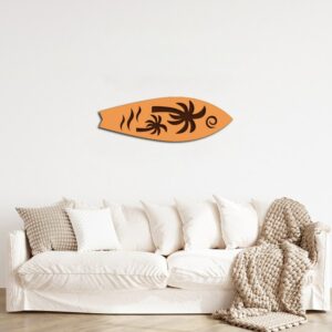 3D Wooden Tropical Palm Pattern Surfboard Modern Wall Art 75x25