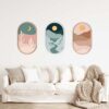 Set of 3 3D Wooden Boho Landscape Wall Art 50x30