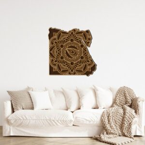 3D Wooden Egypt Map Mandala Wall Art 78x77