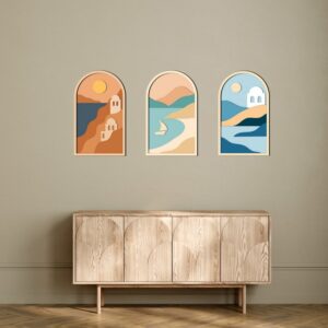 Set of 3 3D Wooden Coastal Landscape Wall Art 50x30