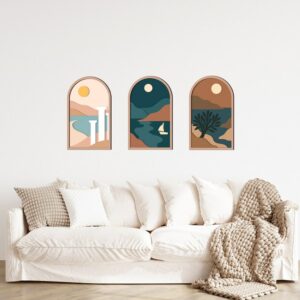 Set of 3 3D Wooden European Seaside Wall Art 50x30