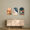 Set of 3 3D Wooden Mediterranean Coastal Village Wall Art 50x30