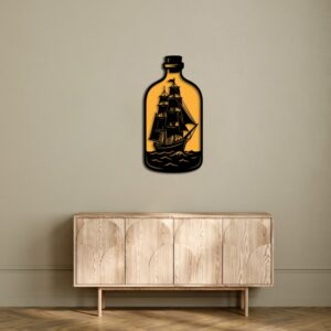 3D Ocean Ship Bottle Wall Art 60x30