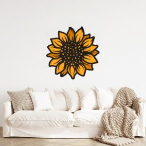 3D Layered Wall Décor Golden Sunflower 80x80