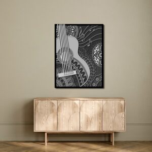 3D Wooden Guitar Wall Art Modern 105x80